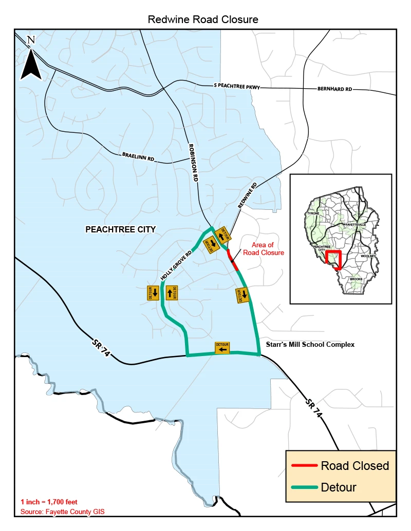 Starr's Mill School Tunnel Detour Map